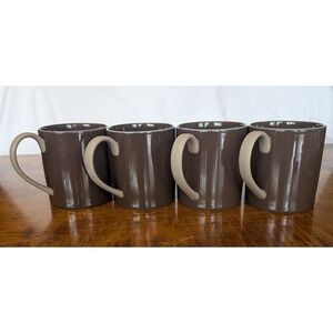 Wedgwood Clay Coffee Mugs Set of 4 Brown Glossy Stoneware England 1759 WWRD
